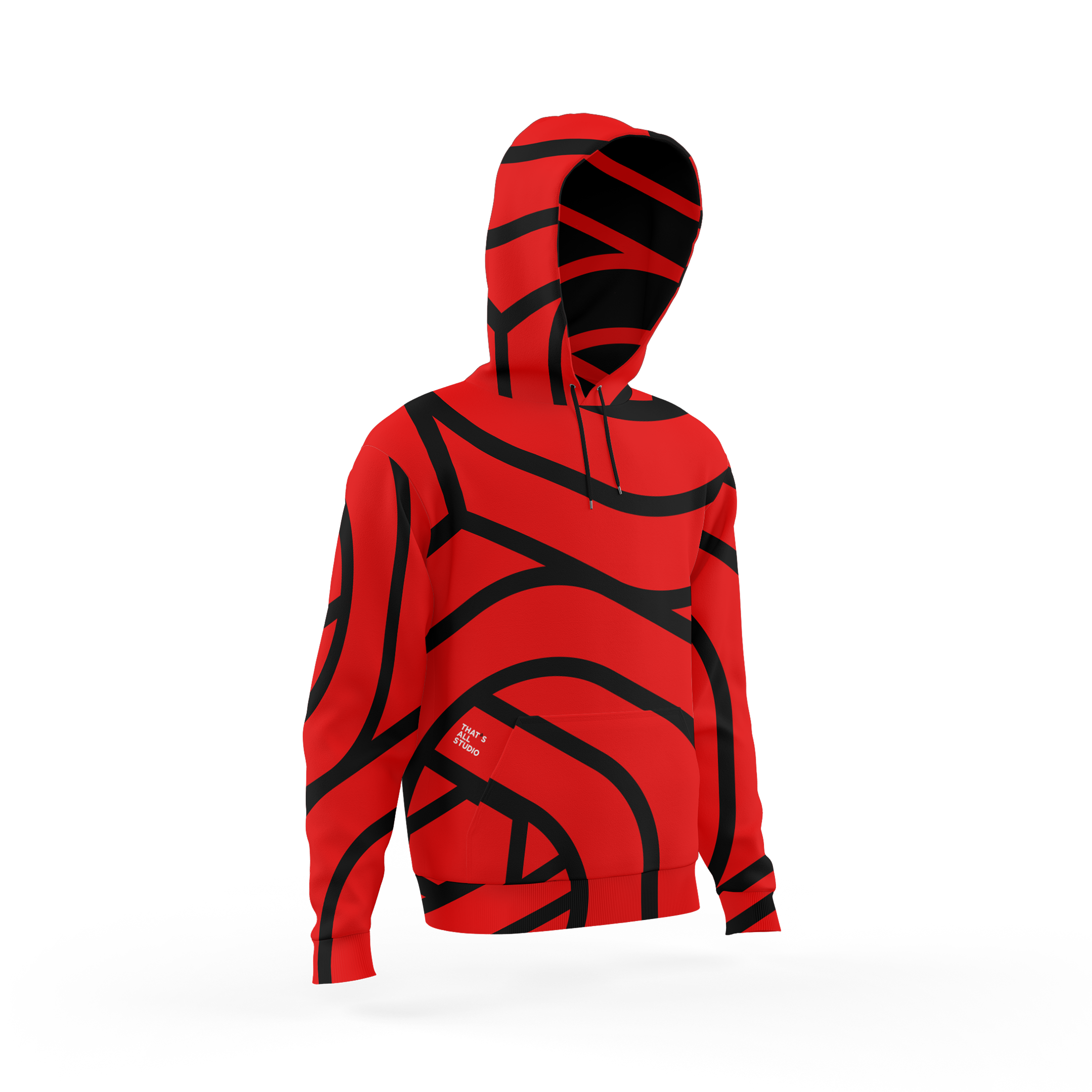 BRICK MANSION RED FULL SLEEVE HOODIE (RED WITH BLACK PRINT) - Sandshark  Athleisure